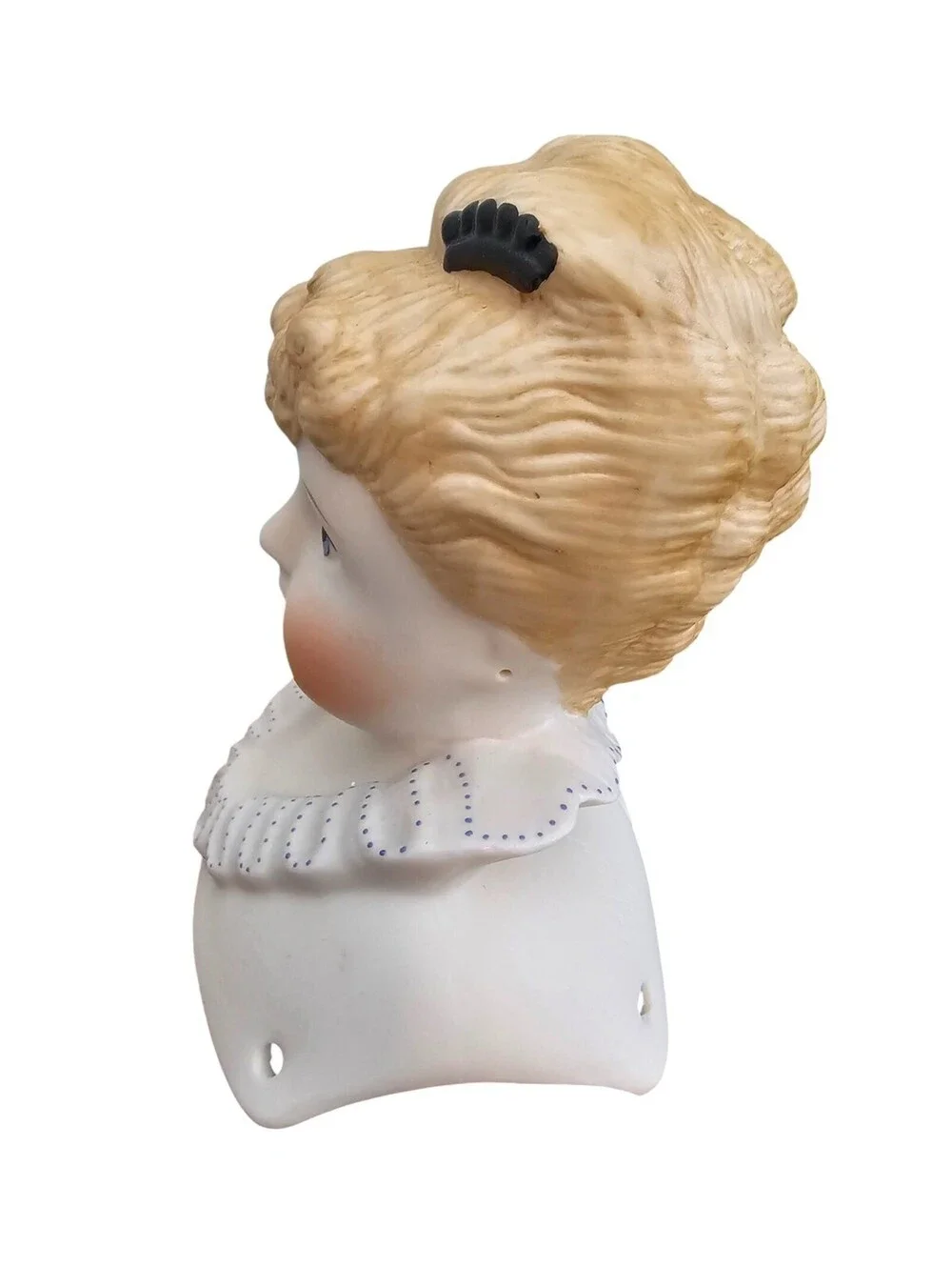 Vintage Hand Painted Bisque Doll Bust Head Intricate Victorian Woman Elizabeth